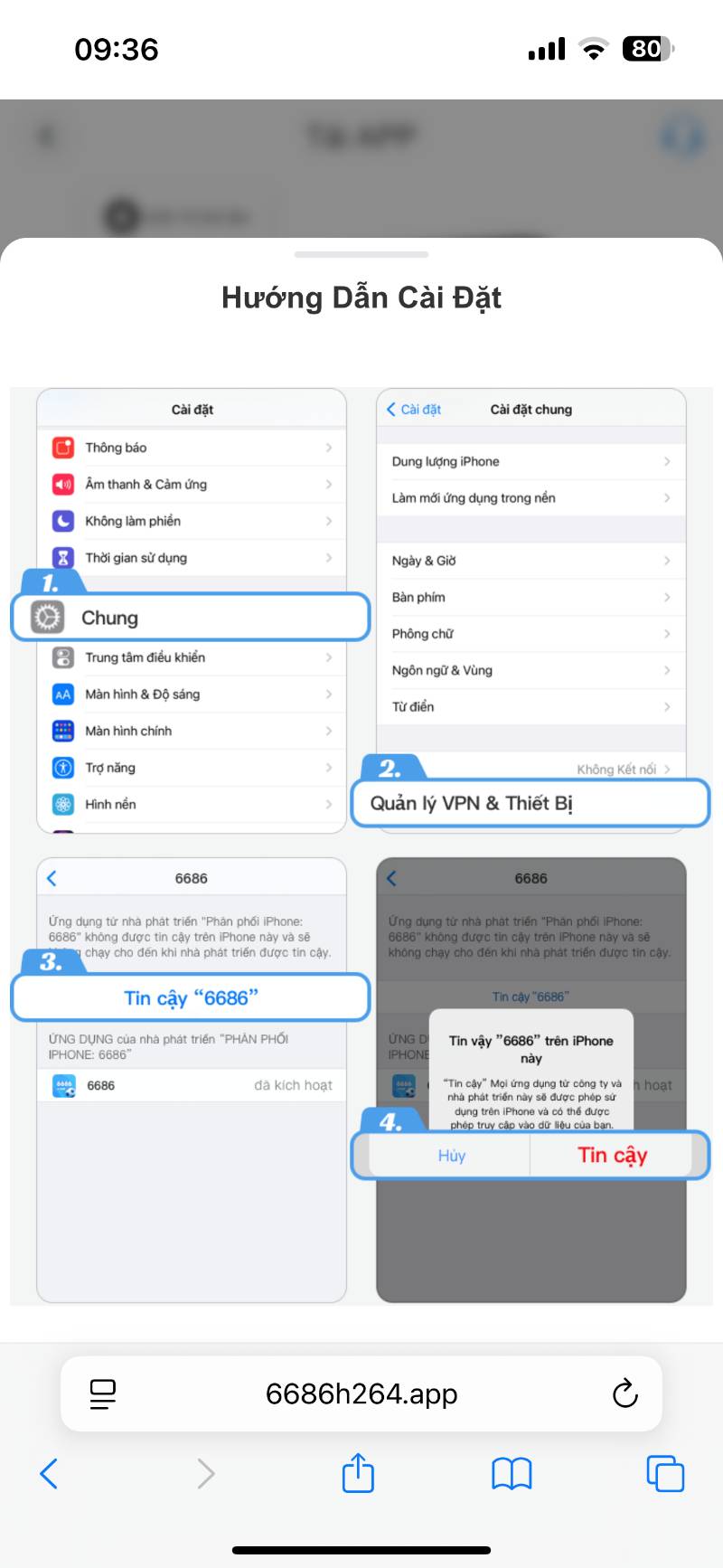 Cài đặt trực tiếp và "Tin cậy" nhà phát triển